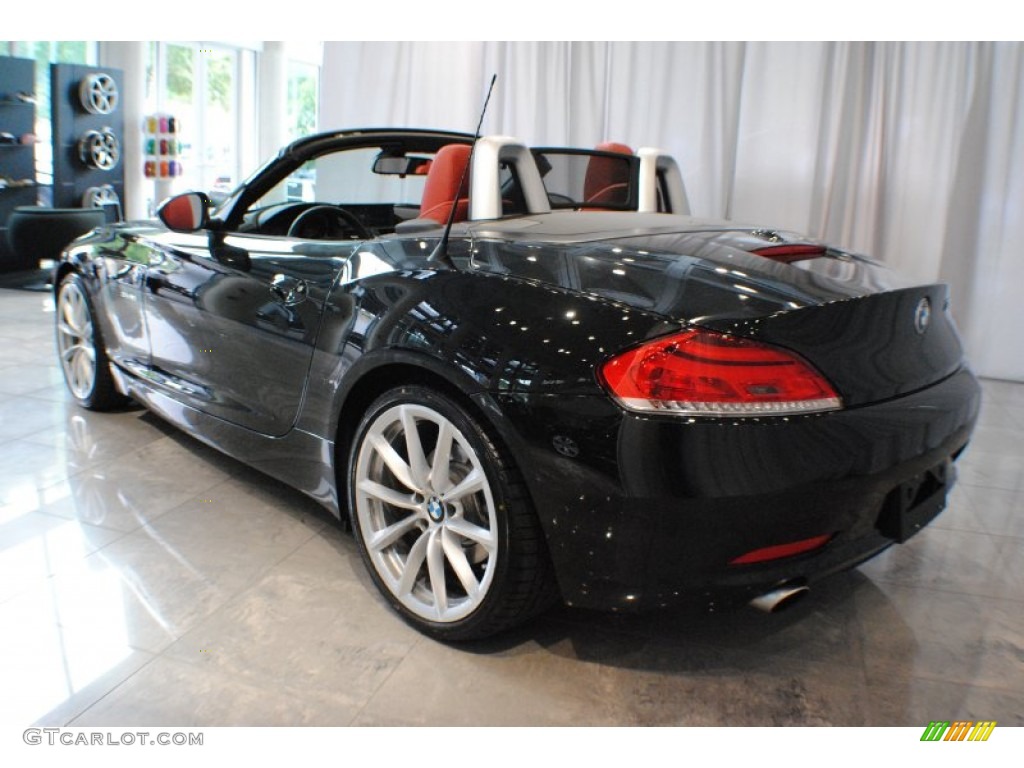 2010 Z4 sDrive35i Roadster - Black Sapphire Metallic / Coral Red photo #4