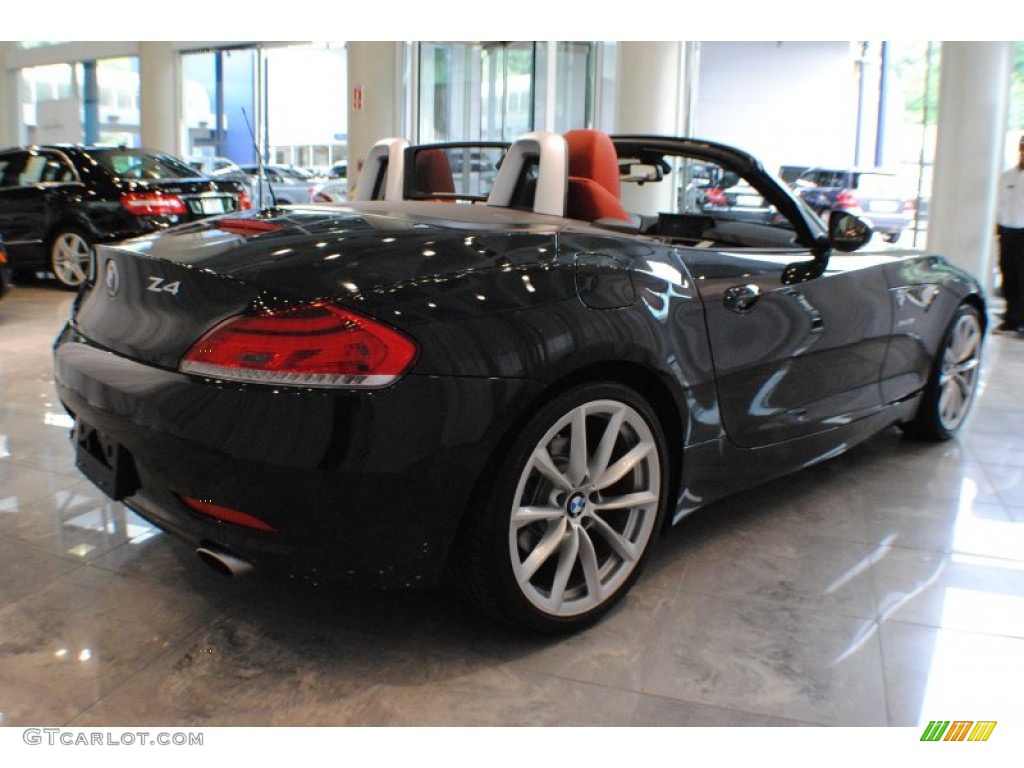 2010 Z4 sDrive35i Roadster - Black Sapphire Metallic / Coral Red photo #6