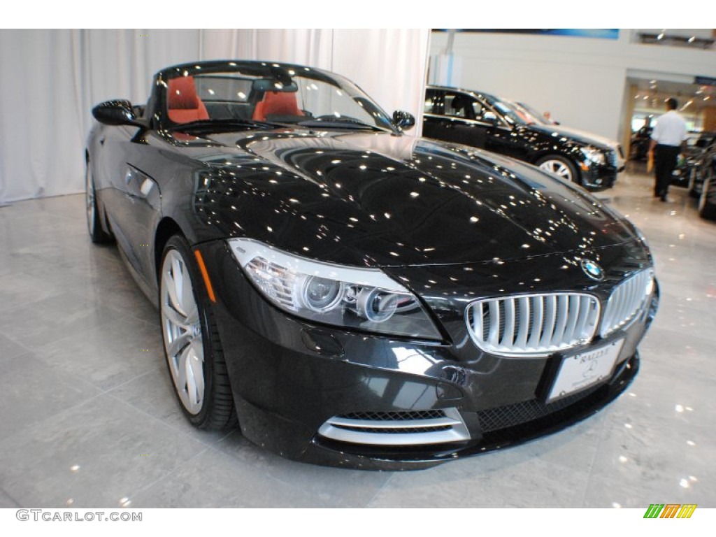 2010 Z4 sDrive35i Roadster - Black Sapphire Metallic / Coral Red photo #7
