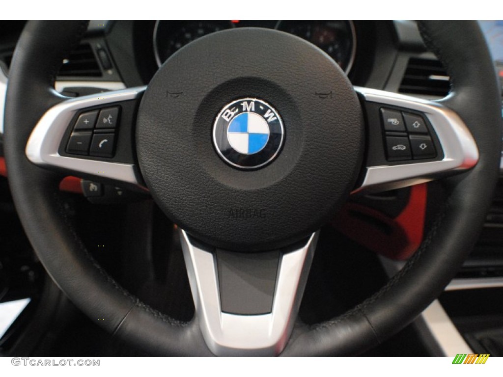 2010 BMW Z4 sDrive35i Roadster Coral Red Steering Wheel Photo #68164482