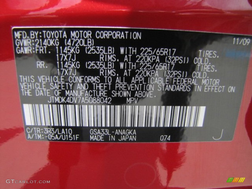 2010 RAV4 Limited V6 4WD - Barcelona Red Metallic / Ash Gray photo #55