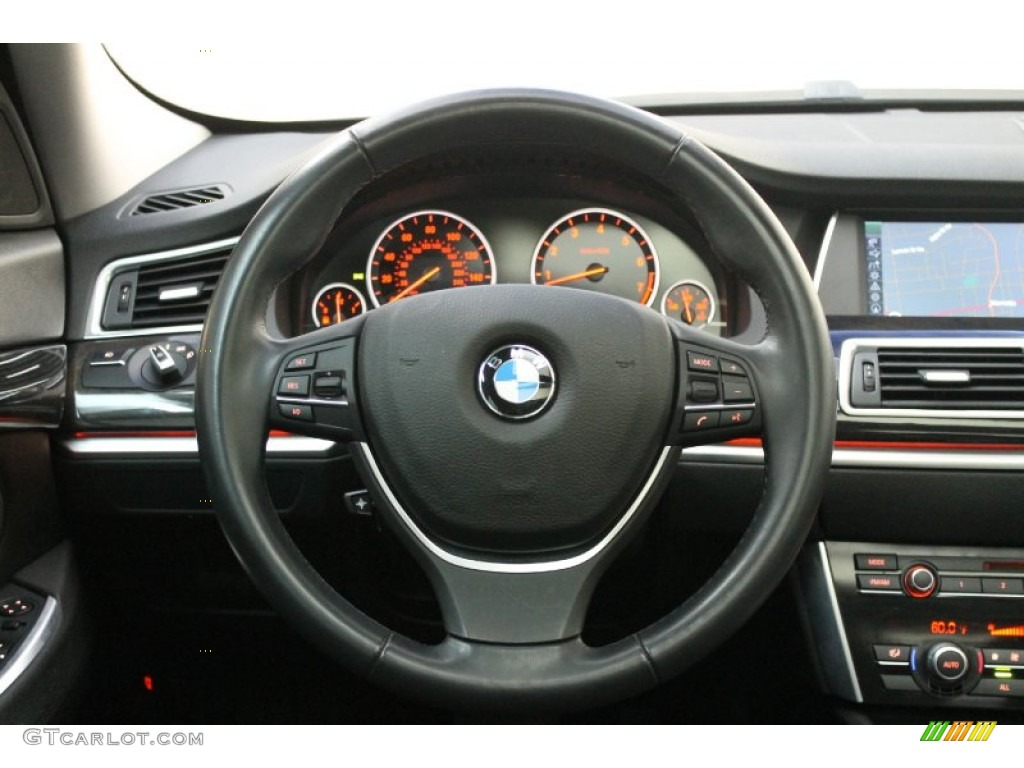 2011 BMW 5 Series 535i Gran Turismo Black Steering Wheel Photo #68171241