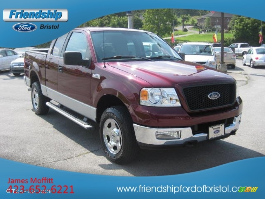 2005 F150 XLT SuperCab 4x4 - Dark Toreador Red Metallic / Medium Flint Grey photo #4