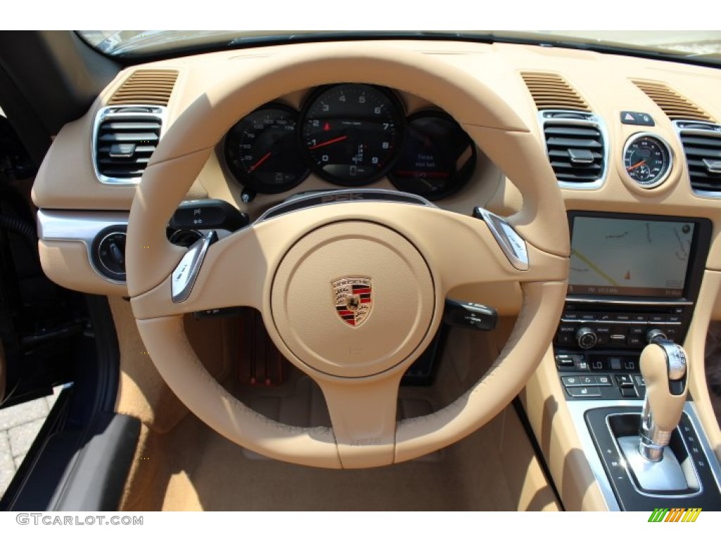 2013 Porsche Boxster Standard Boxster Model Luxor Beige Steering Wheel Photo #68177163