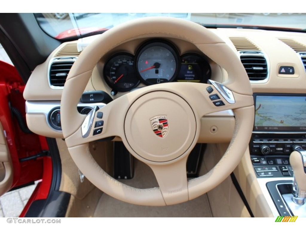 2013 Porsche Boxster S Luxor Beige Steering Wheel Photo #68177772