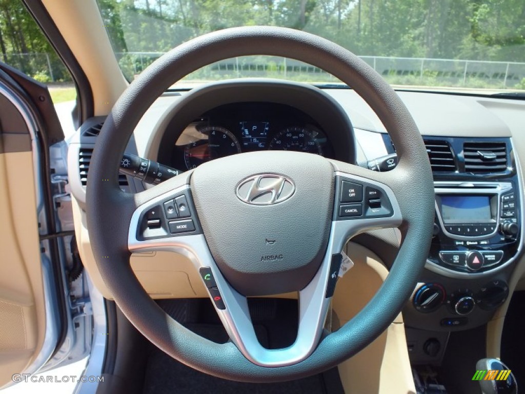 2013 Hyundai Accent GLS 4 Door Beige Steering Wheel Photo #68178461
