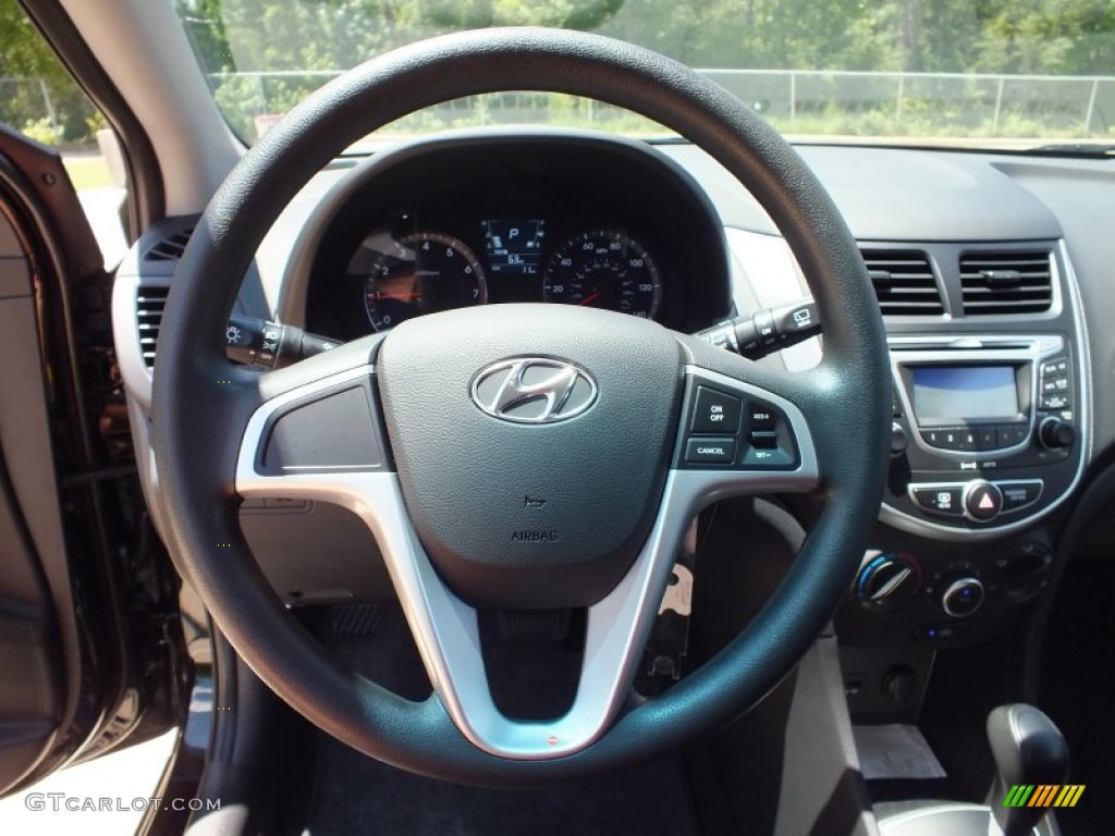 2013 Hyundai Accent GS 5 Door Black Steering Wheel Photo #68178606