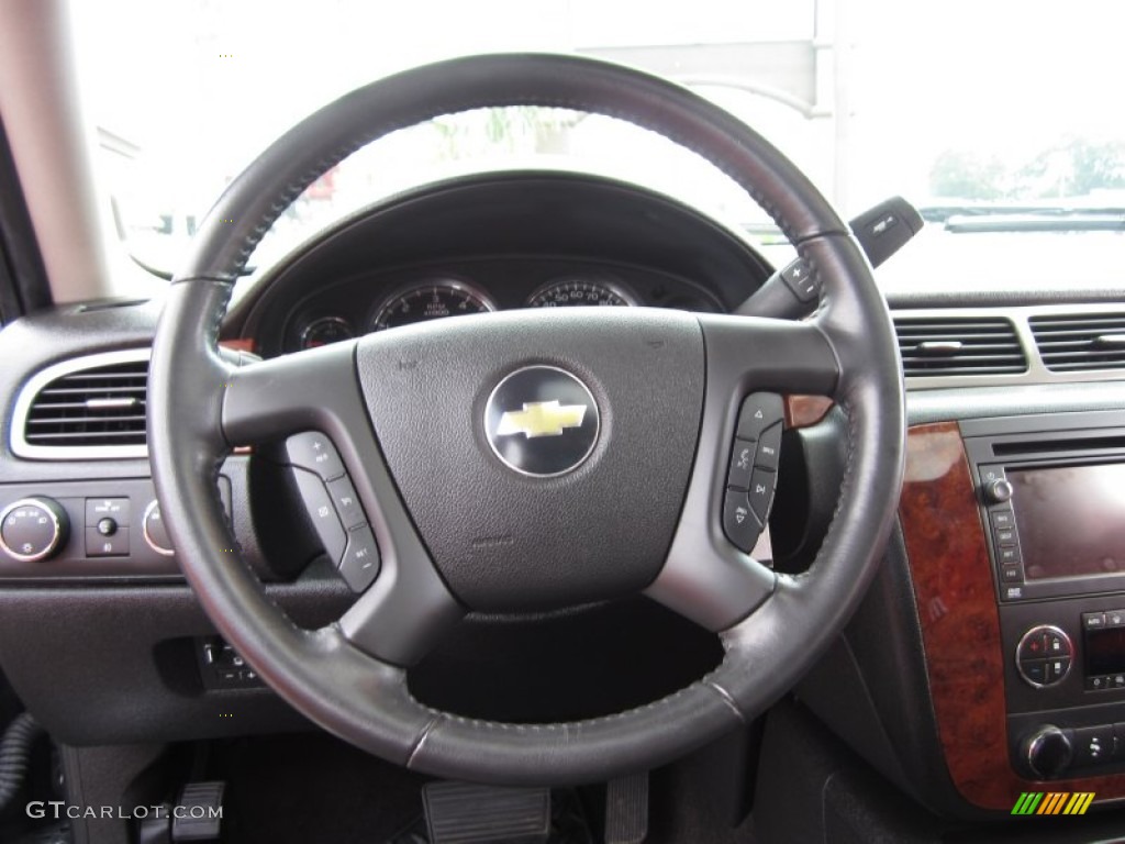 2010 Chevrolet Silverado 1500 LTZ Crew Cab 4x4 Ebony Steering Wheel Photo #68180304