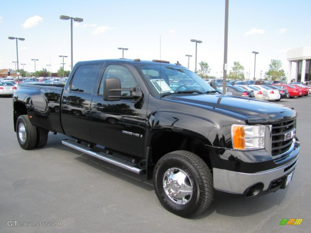 2009 Sierra 3500HD SLT Crew Cab 4x4 Dually - Onyx Black / Ebony photo #1