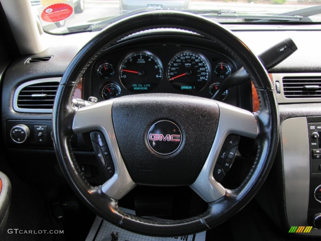 2009 GMC Sierra 3500HD SLT Crew Cab 4x4 Dually Ebony Steering Wheel Photo #68183166