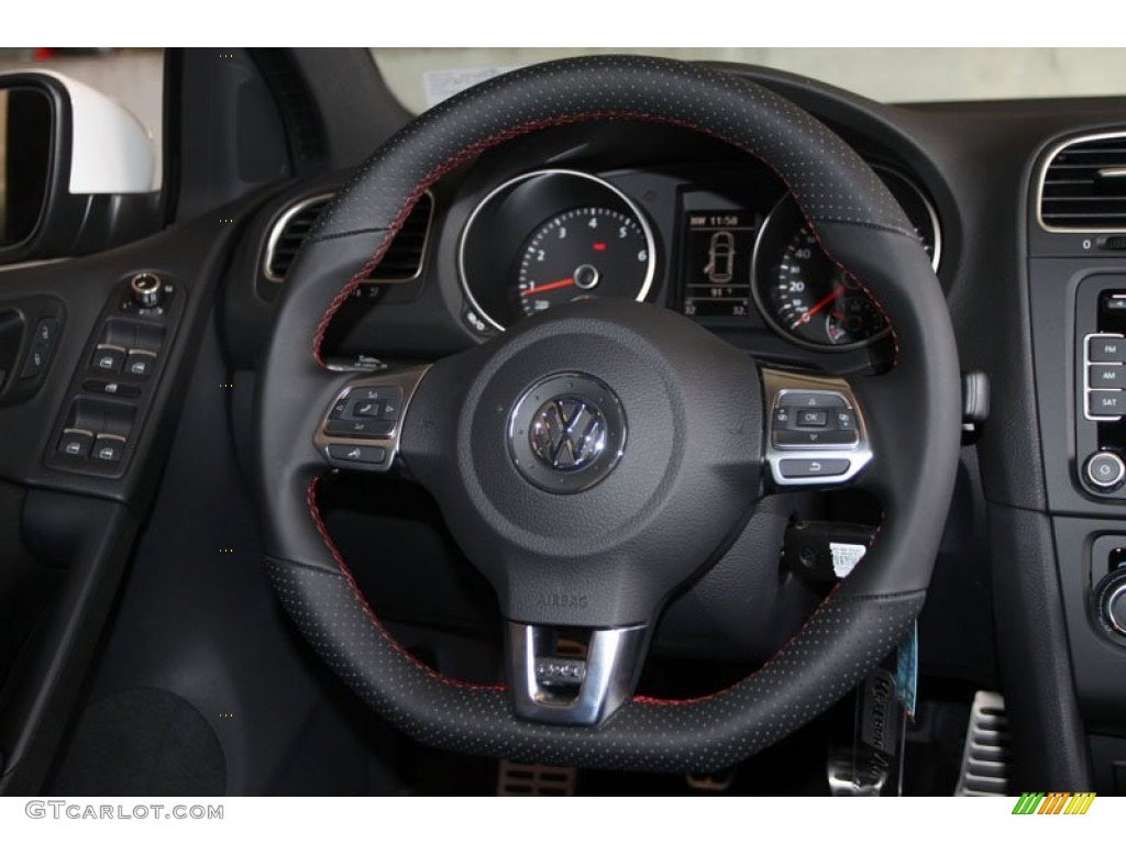2013 Volkswagen GTI 4 Door Interlagos Plaid Cloth Steering Wheel Photo #68183472