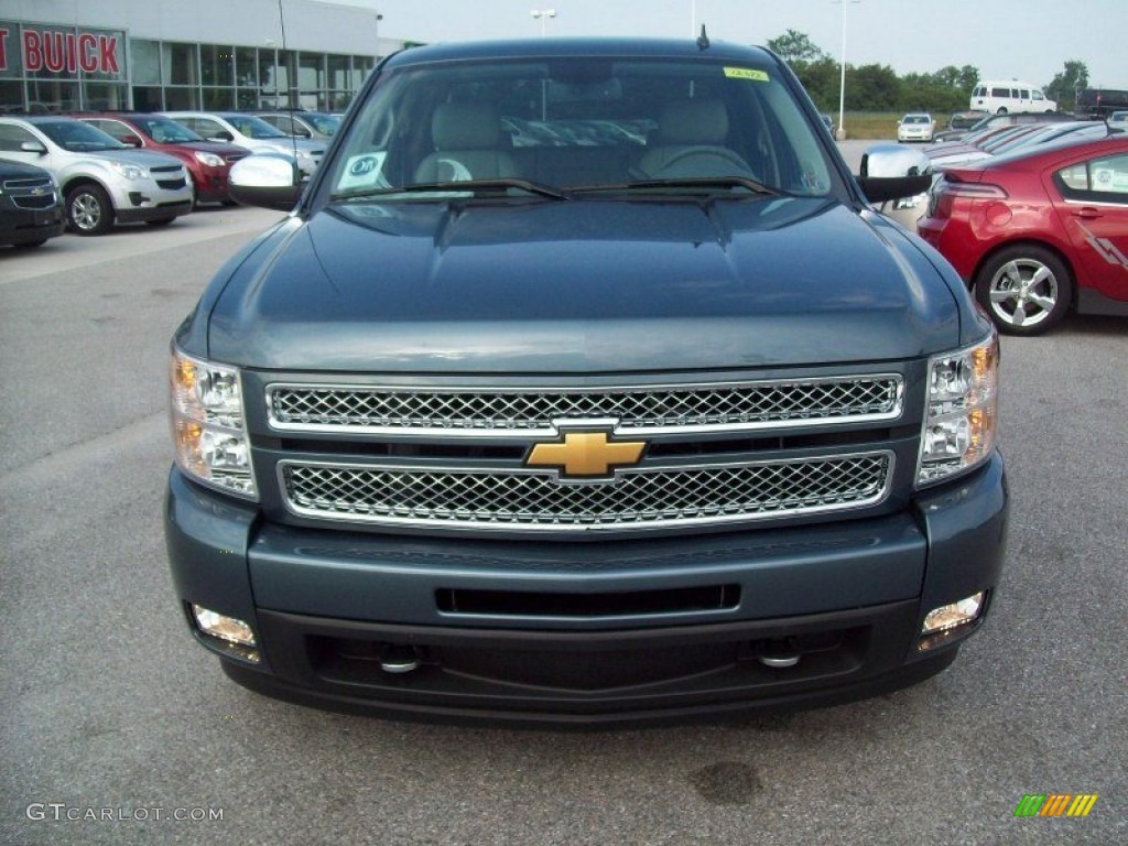 2012 Silverado 1500 LTZ Crew Cab 4x4 - Blue Granite Metallic / Light Titanium/Dark Titanium photo #14