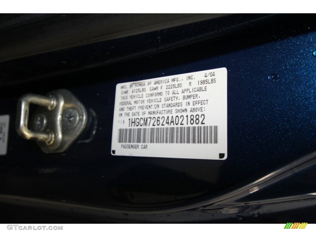 2004 Accord EX-L Coupe - Sapphire Blue Pearl / Black photo #11