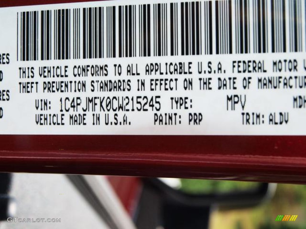 2012 Liberty Color Code PRP for Deep Cherry Red Crystal Pearl Photo #68197803