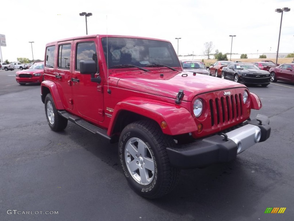 Deep Cherry Red Crystal Pearl 2012 Jeep Wrangler Unlimited Sahara 4x4 Exterior Photo #68198295