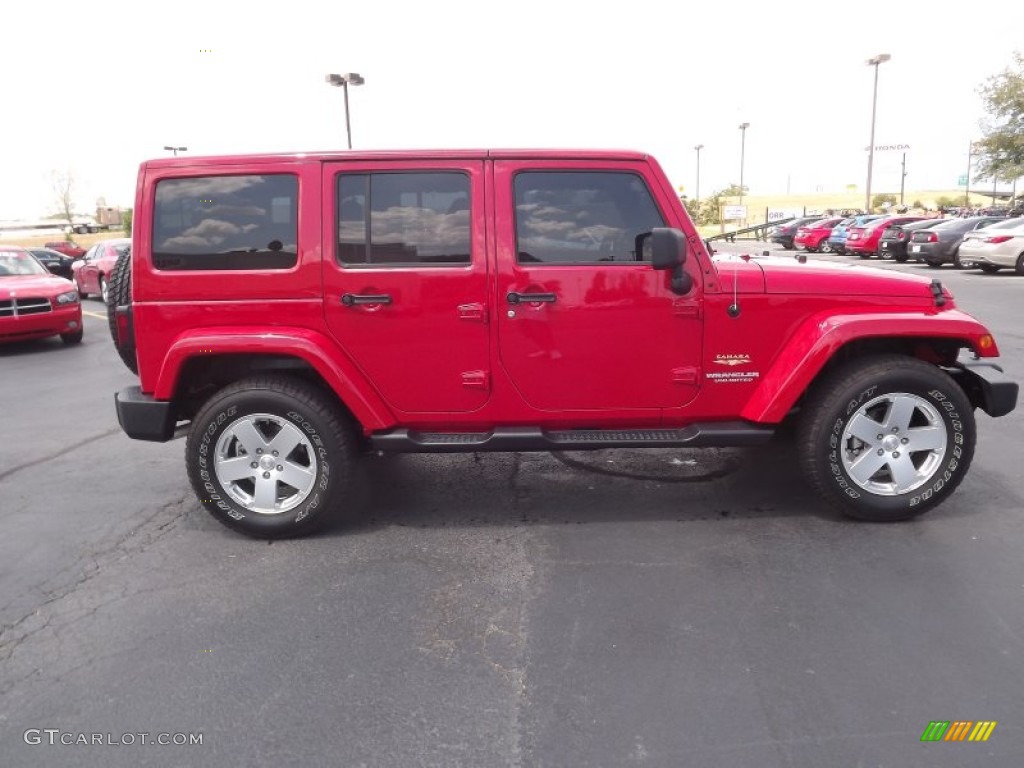Deep Cherry Red Crystal Pearl 2012 Jeep Wrangler Unlimited Sahara 4x4 Exterior Photo #68198303