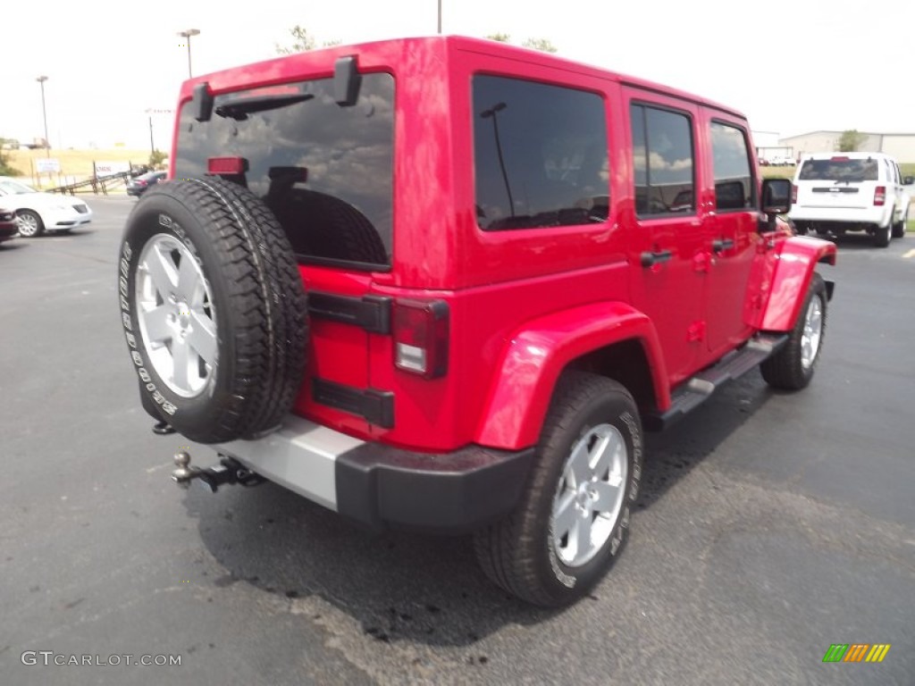 Deep Cherry Red Crystal Pearl 2012 Jeep Wrangler Unlimited Sahara 4x4 Exterior Photo #68198310