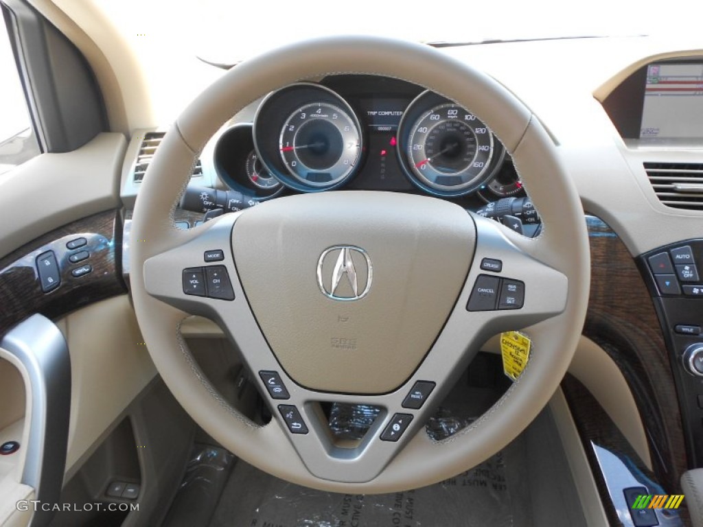 2012 Acura MDX SH-AWD Technology Parchment Steering Wheel Photo #68201885