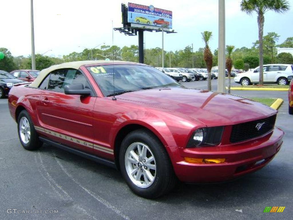 2007 Mustang V6 Deluxe Convertible - Redfire Metallic / Medium Parchment photo #7