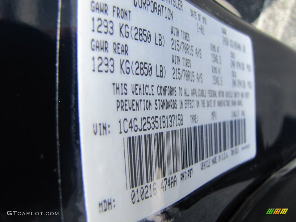 2001 Chrysler Voyager Standard Voyager Model Color Code Photos