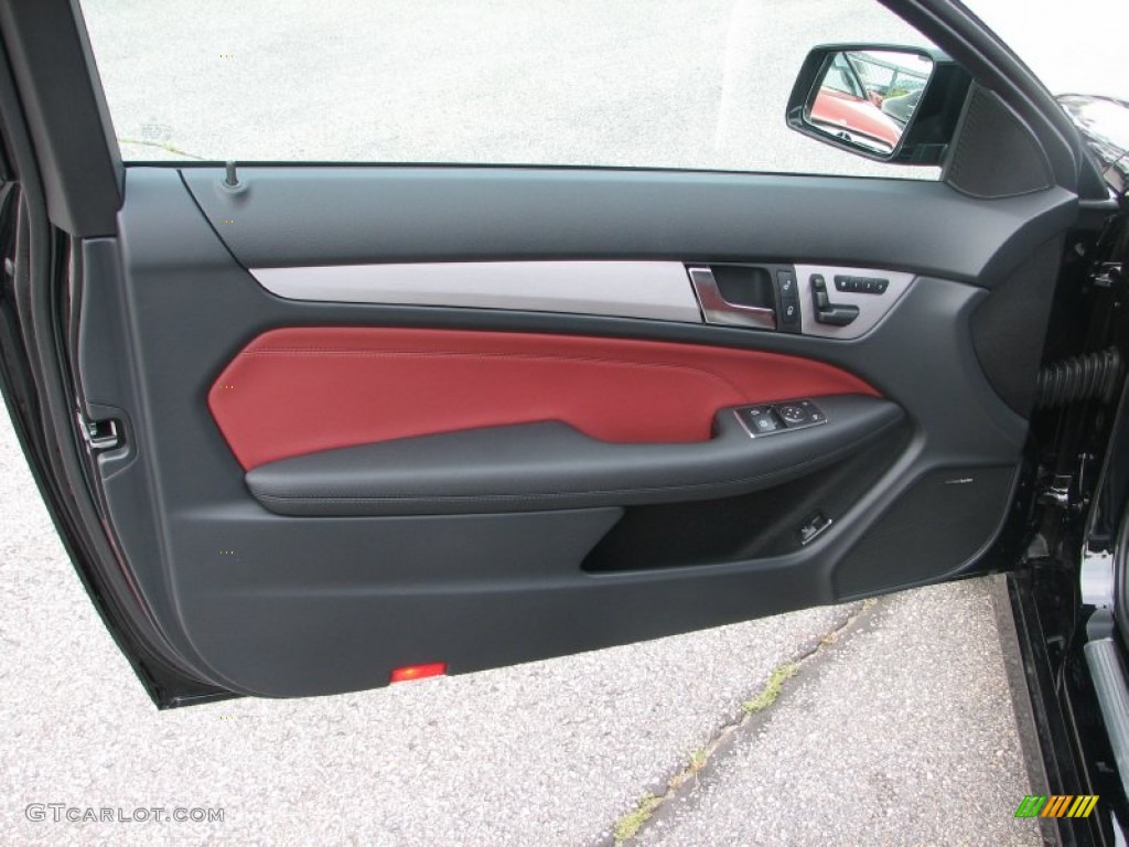 2013 Mercedes-Benz C 250 Coupe Red/Black Door Panel Photo #68215364