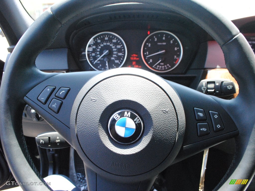 2010 BMW 5 Series 528i Sedan Black Steering Wheel Photo #68219061