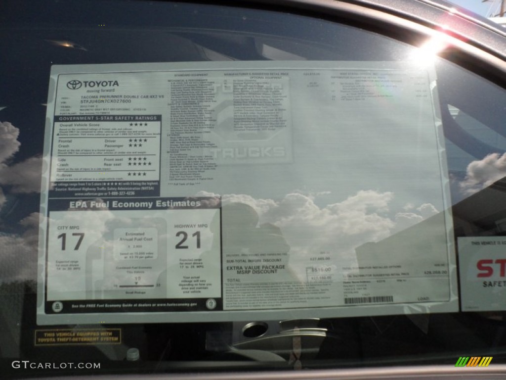 2012 Tacoma V6 SR5 Prerunner Double Cab - Magnetic Gray Mica / Graphite photo #31