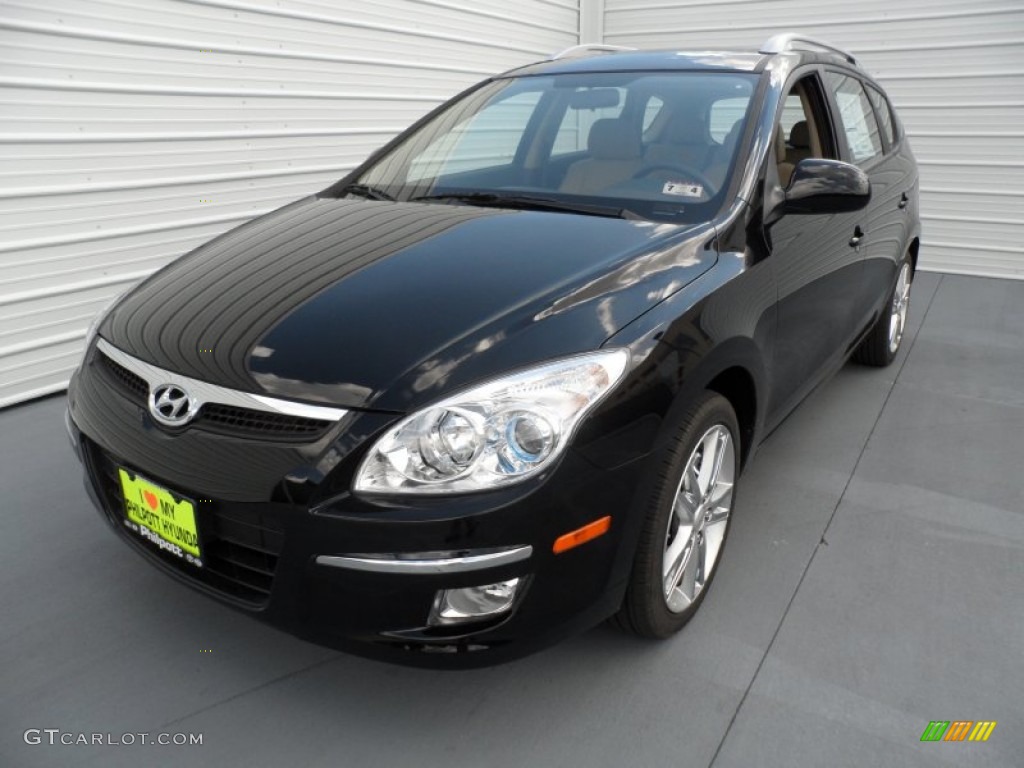 2012 Elantra SE Touring - Black Noir Pearl / Beige photo #6