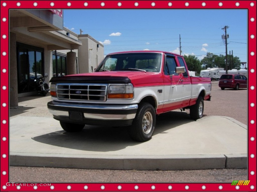 1995 F150 XLT Extended Cab 4x4 - Vermillion Red / Gray photo #1