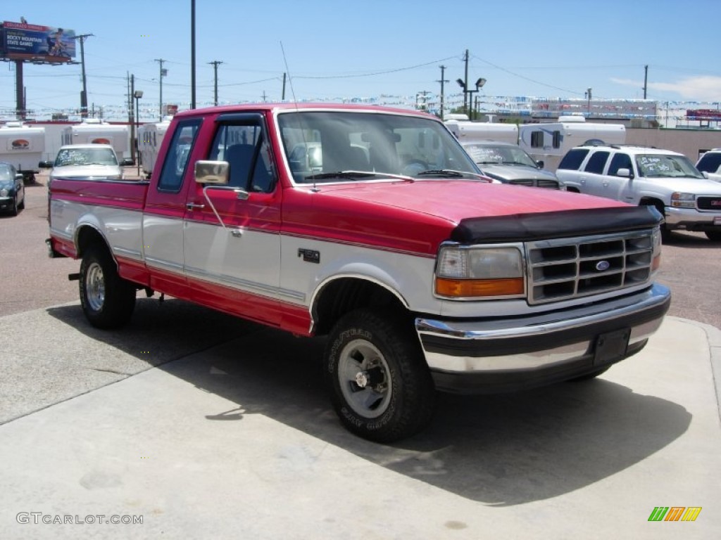 Vermillion Red 1995 Ford F150 XLT Extended Cab 4x4 Exterior Photo #68221975