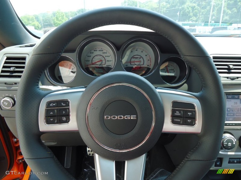 2012 Dodge Challenger SRT8 392 Dark Slate Gray Steering Wheel Photo #68225638