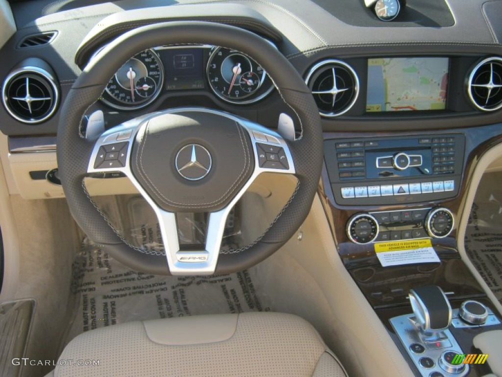 2013 Mercedes-Benz SL 63 AMG Roadster AMG Beige/Brown Dashboard Photo #68229517