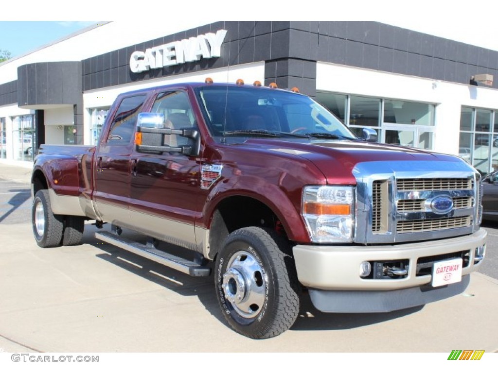 2009 F350 Super Duty King Ranch Crew Cab 4x4 Dually - Royal Red Metallic / Chaparral Leather photo #3