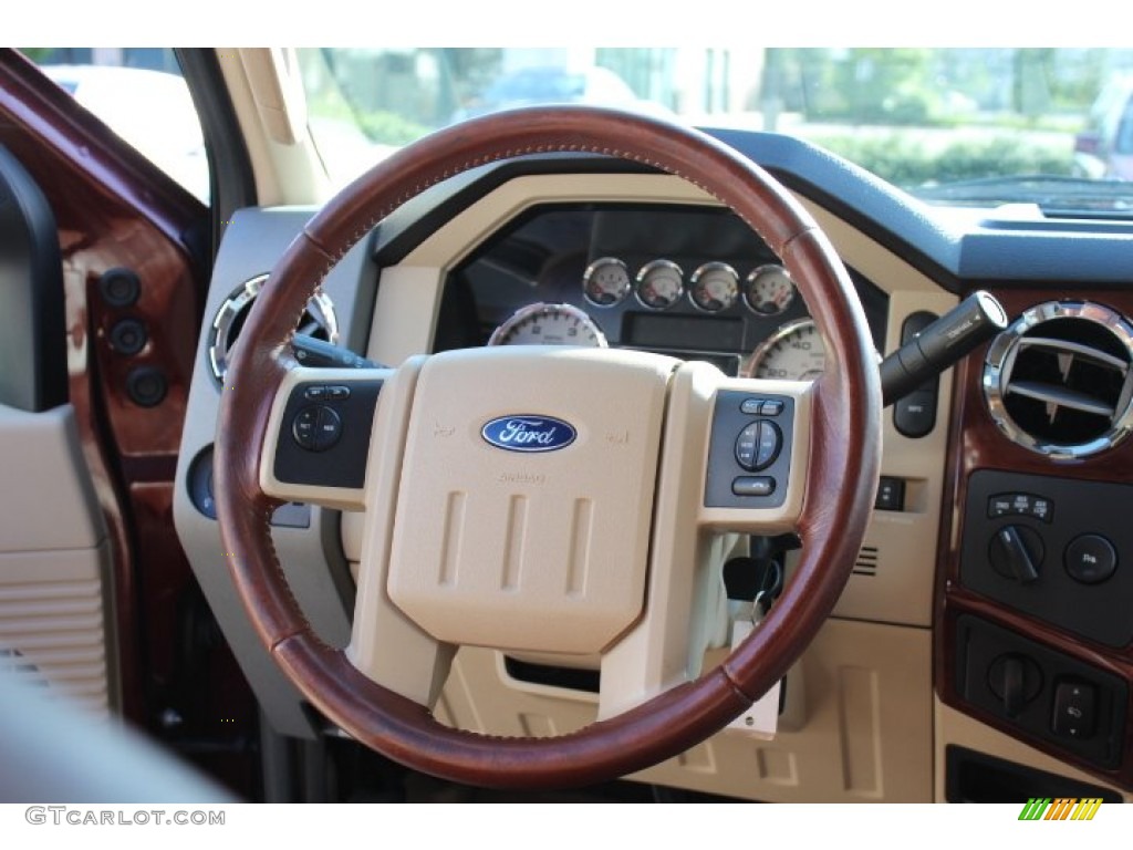 2009 Ford F350 Super Duty King Ranch Crew Cab 4x4 Dually Chaparral Leather Steering Wheel Photo #68230078