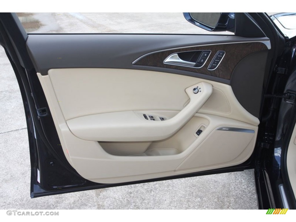 2013 Audi A6 3.0T quattro Sedan Velvet Beige Door Panel Photo #68238223