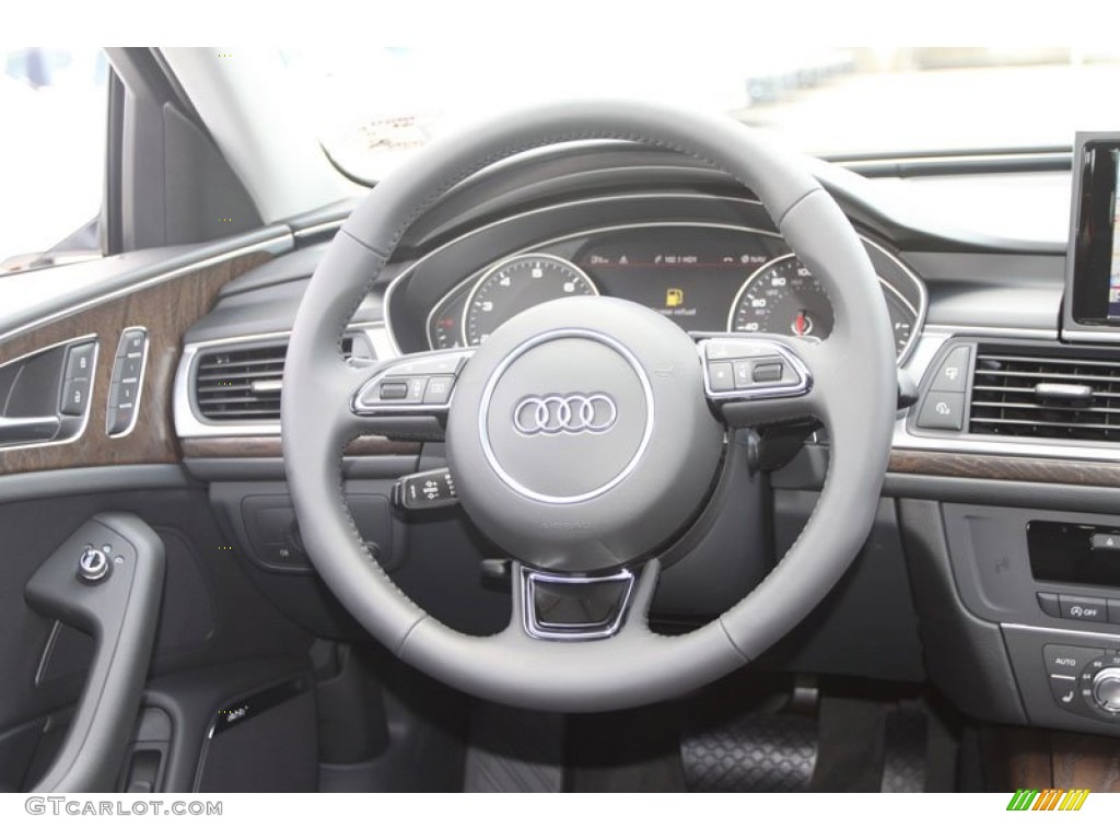 2013 Audi A6 3.0T quattro Sedan Black Steering Wheel Photo #68238550