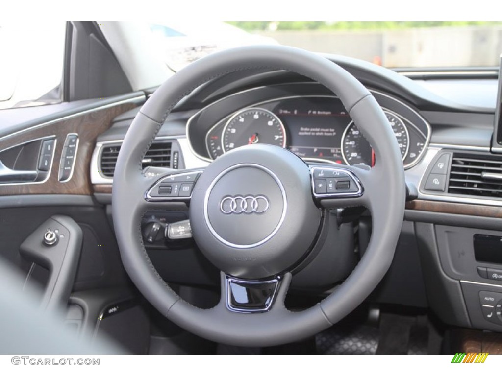 2013 Audi A6 3.0T quattro Sedan Black Steering Wheel Photo #68238796