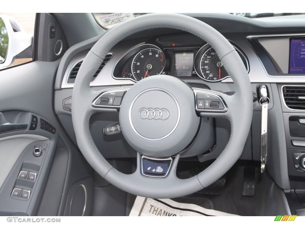 2013 Audi A5 2.0T quattro Cabriolet Titanium Grey/Steel Grey Steering Wheel Photo #68242615