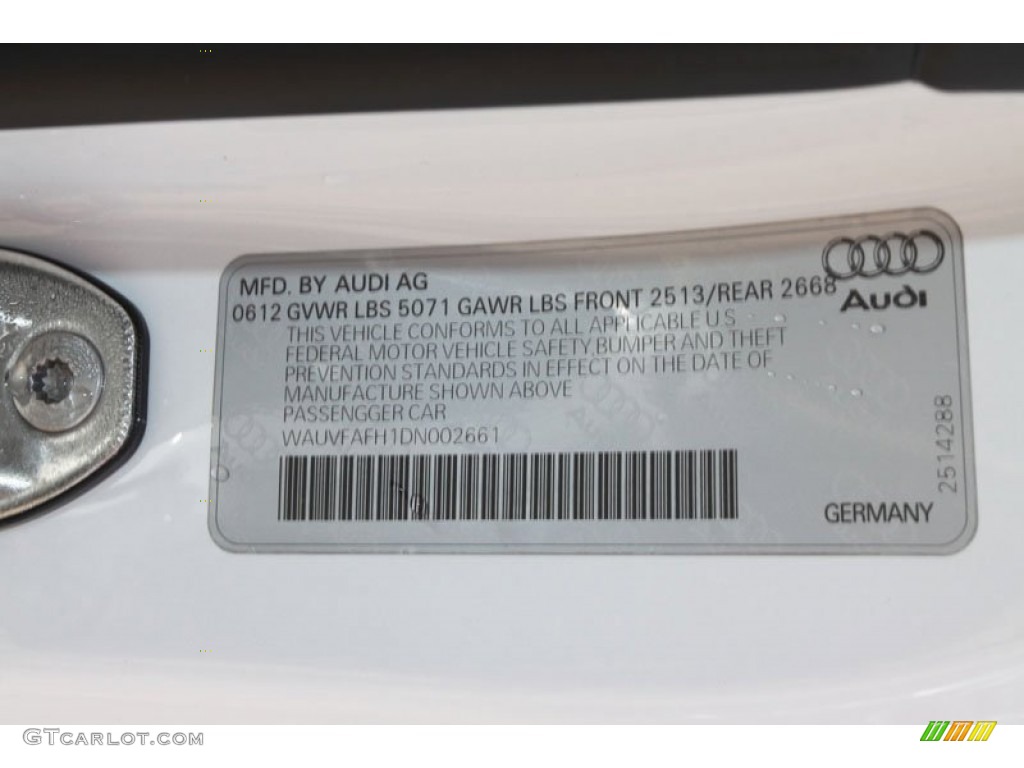 2013 Audi A5 2.0T quattro Cabriolet Info Tag Photo #68242747