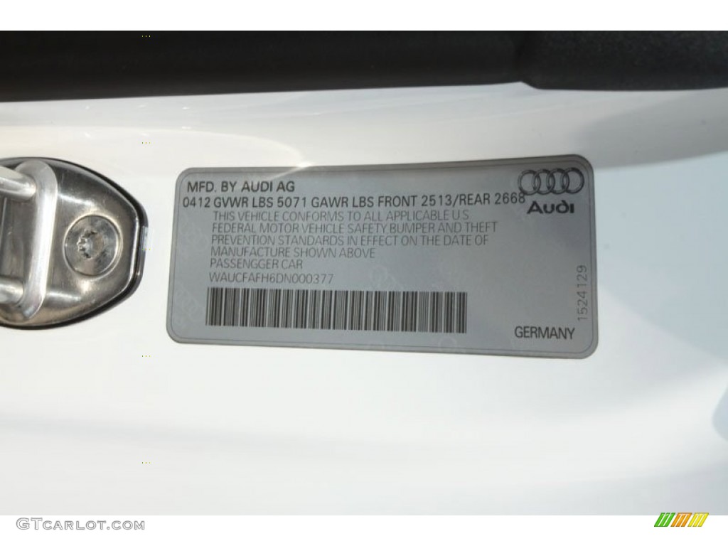 2013 Audi A5 2.0T quattro Cabriolet Info Tag Photo #68243017
