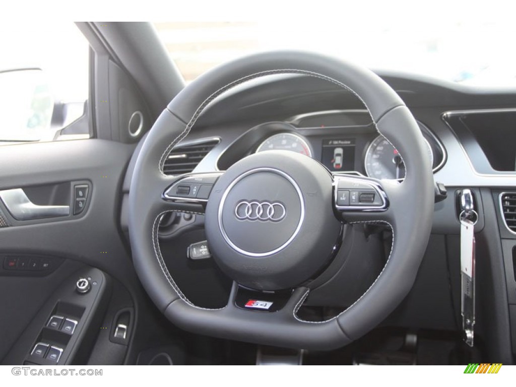 2013 Audi S4 3.0T quattro Sedan Black Steering Wheel Photo #68243203