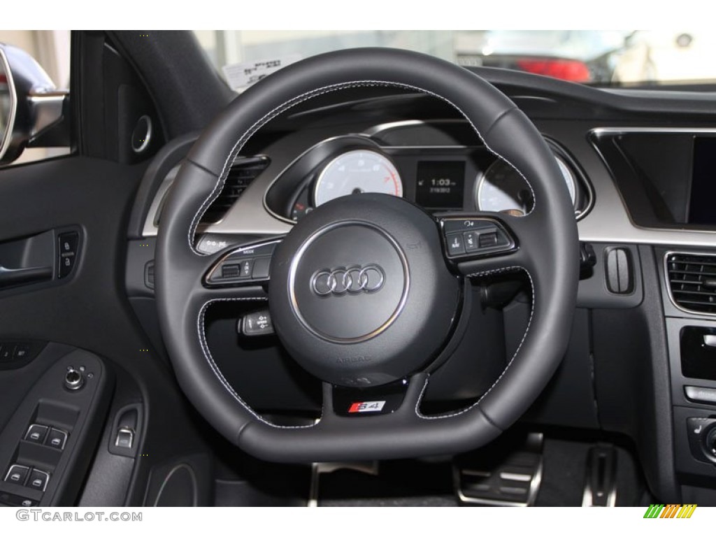 2013 Audi S4 3.0T quattro Sedan Black Steering Wheel Photo #68243425