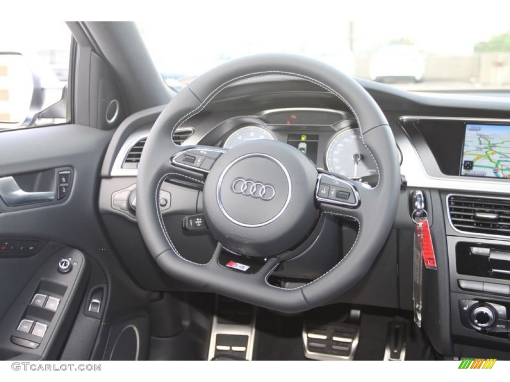 2013 Audi S4 3.0T quattro Sedan Black Steering Wheel Photo #68243746