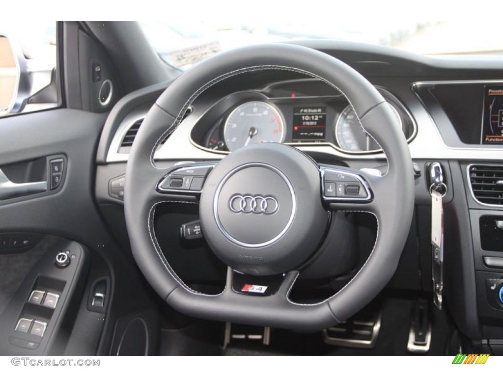 2013 Audi S4 3.0T quattro Sedan Black Steering Wheel Photo #68243968