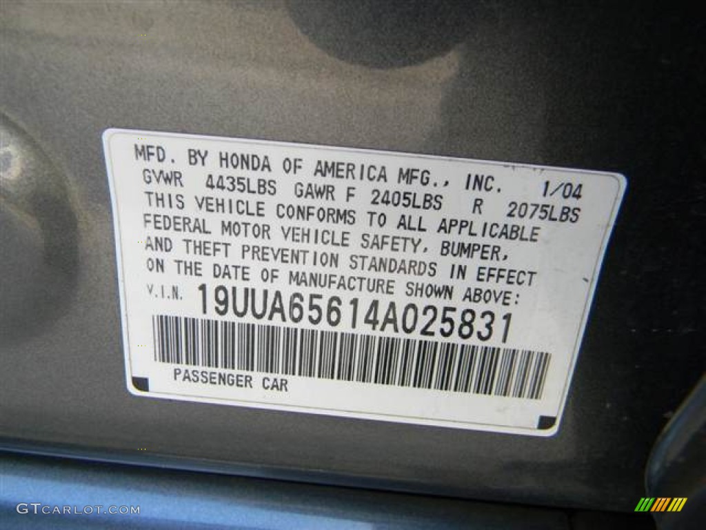 2004 Acura TL 3.2 Info Tag Photo #68246326