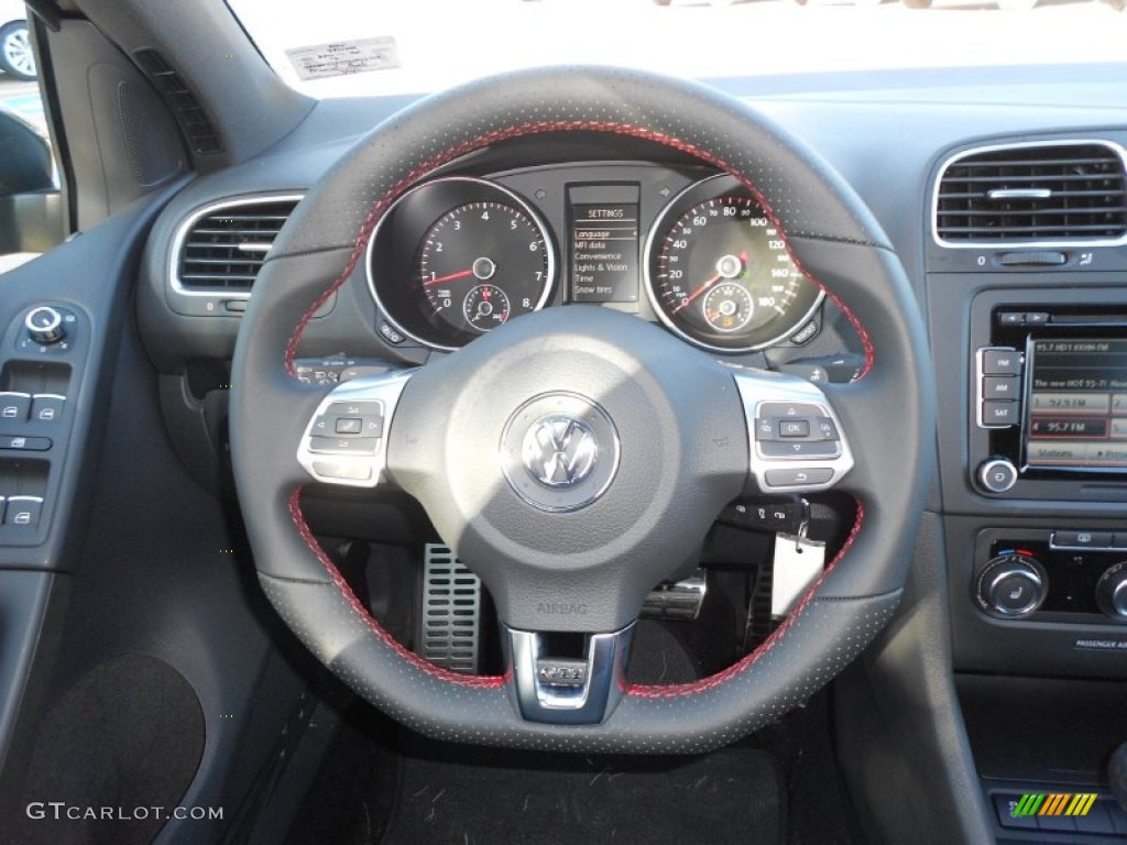 2013 Volkswagen GTI 4 Door Interlagos Plaid Cloth Steering Wheel Photo #68254936
