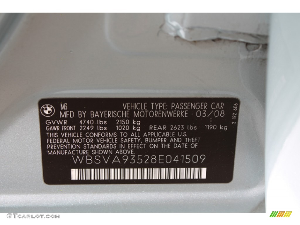2008 BMW M3 Sedan Info Tag Photo #68258197