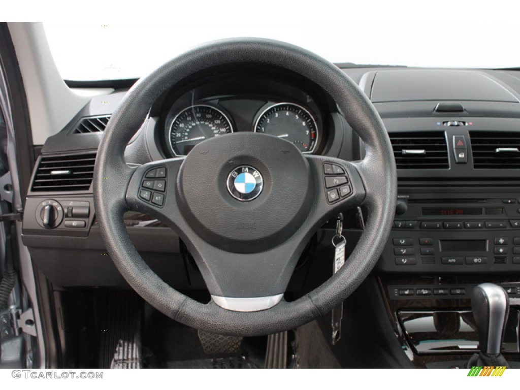 2008 BMW X3 3.0si Black Steering Wheel Photo #68258962