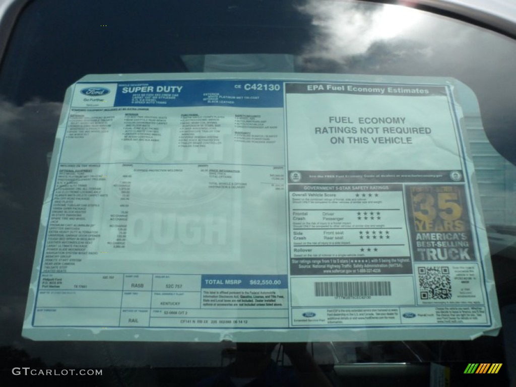 2012 F250 Super Duty Lariat Crew Cab 4x4 - White Platinum Metallic Tri-Coat / Black photo #35