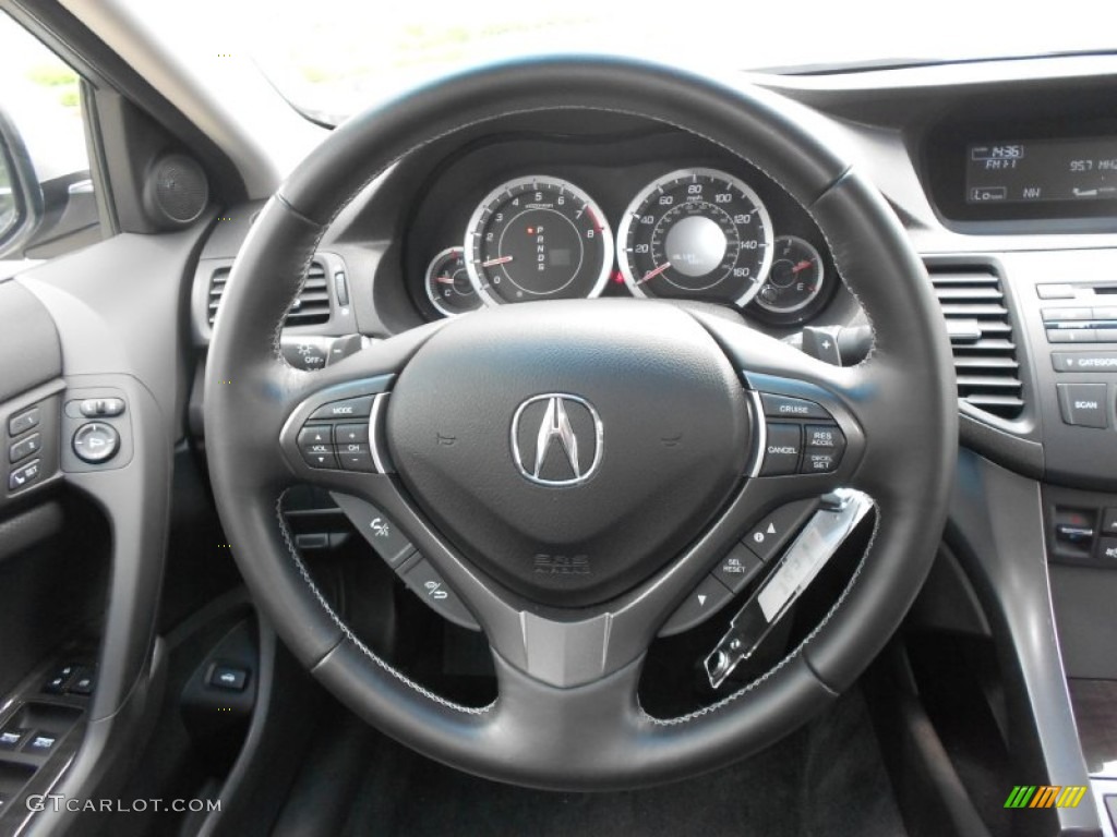 2011 Acura TSX Sedan Ebony Steering Wheel Photo #68260183